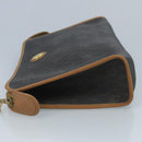 Christian Dior Honeycomb Canvas Clutch Bag PVC Leather Black Gold Auth 111627-4