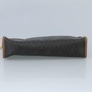 Christian Dior Honeycomb Canvas Clutch Bag PVC Leather Black Gold Auth 111627-6