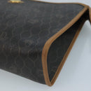Christian Dior Honeycomb Canvas Clutch Bag PVC Leather Black Gold Auth 111627-7
