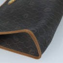 Christian Dior Honeycomb Canvas Clutch Bag PVC Leather Black Gold Auth 111627-14