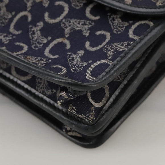 CELINE C Sulky Hand Bag Canvas Navy Auth 111628