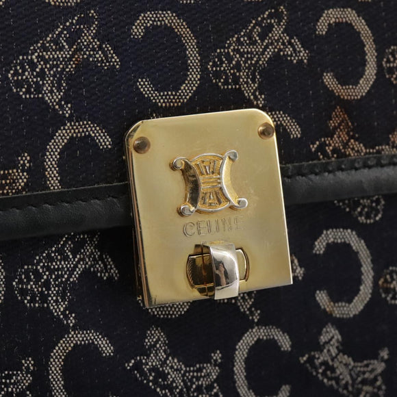CELINE C Sulky Hand Bag Canvas Navy Auth 111628