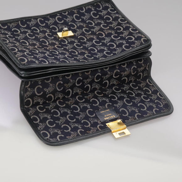 CELINE C Sulky Hand Bag Canvas Navy Auth 111628