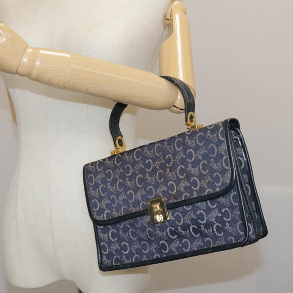 CELINE C Sulky Hand Bag Canvas Navy Auth 111628