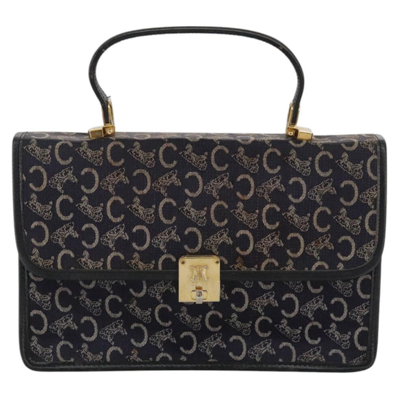 CELINE C Sulky Hand Bag Canvas Navy Auth 111628