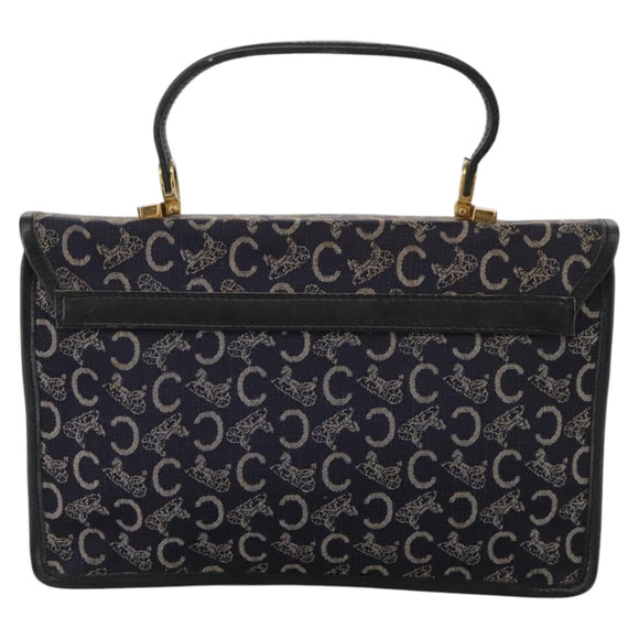 CELINE C Sulky Hand Bag Canvas Navy Auth 111628