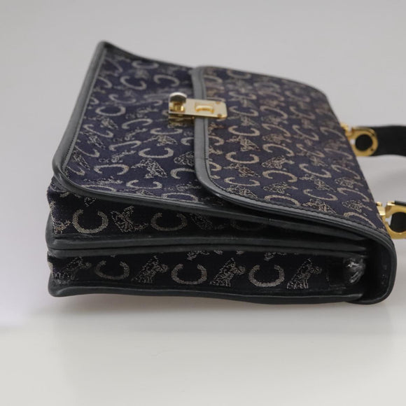 CELINE C Sulky Hand Bag Canvas Navy Auth 111628