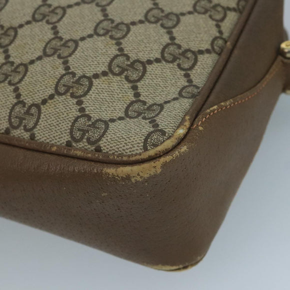 GUCCI GG Supreme Web Sherry Line Shoulder Bag PVC Beige Red Green Auth 111654