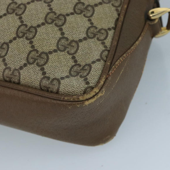 GUCCI GG Supreme Web Sherry Line Shoulder Bag PVC Beige Red Green Auth 111654