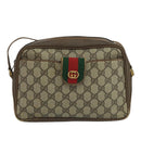 GUCCI GG Supreme Web Sherry Line Shoulder Bag PVC Beige Red Green Auth 111654-13