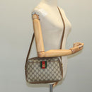 GUCCI GG Supreme Web Sherry Line Shoulder Bag PVC Beige Red Green Auth 111654-25