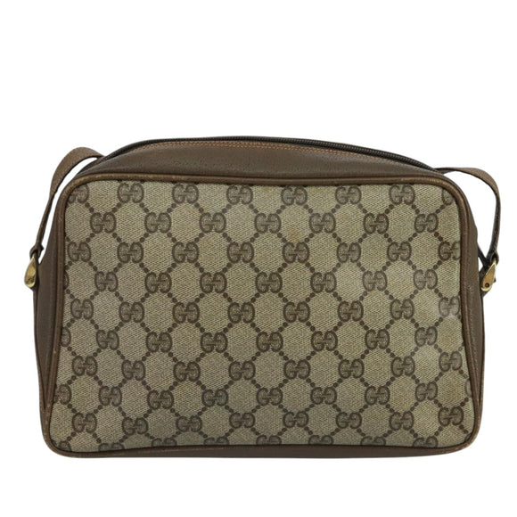 GUCCI GG Supreme Web Sherry Line Shoulder Bag PVC Beige Red Green Auth 111654