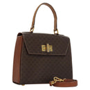 CELINE Macadam Canvas Hand Bag PVC Leather 2way Brown Auth 111670-1