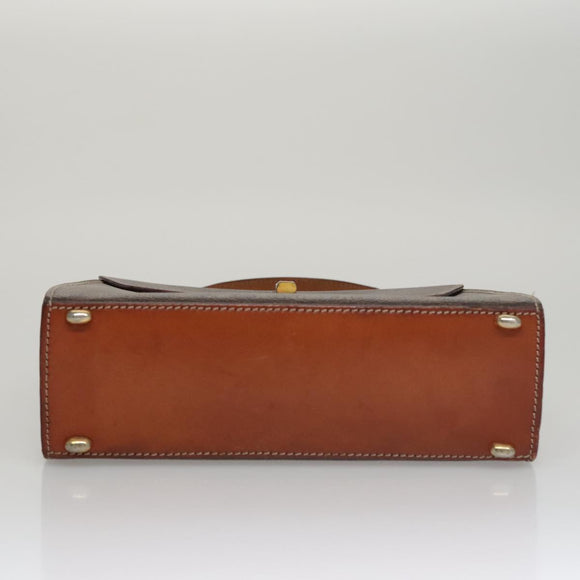 CELINE Macadam Canvas Hand Bag PVC Leather 2way Brown Auth 111670