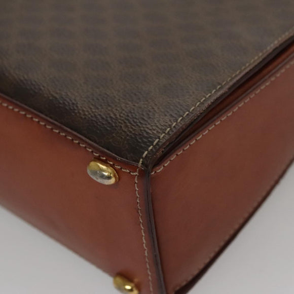 CELINE Macadam Canvas Hand Bag PVC Leather 2way Brown Auth 111670