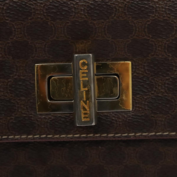 CELINE Macadam Canvas Hand Bag PVC Leather 2way Brown Auth 111670