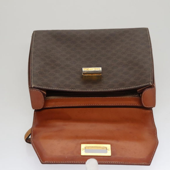 CELINE Macadam Canvas Hand Bag PVC Leather 2way Brown Auth 111670