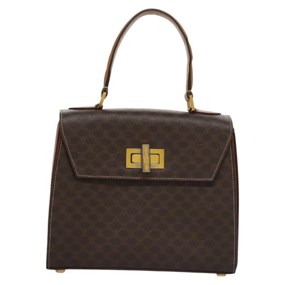 CELINE Macadam Canvas Hand Bag PVC Leather 2way Brown Auth 111670