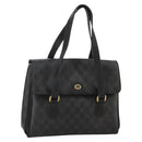 GUCCI GG Supreme Hand Bag PVC Leather Black Gold 116 02 080 Auth 111672-1