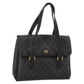 GUCCI GG Supreme Hand Bag PVC Leather Black Gold 116 02 080 Auth 111672