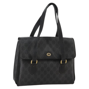 GUCCI GG Supreme Hand Bag PVC Leather Black Gold 116 02 080 Auth 111672