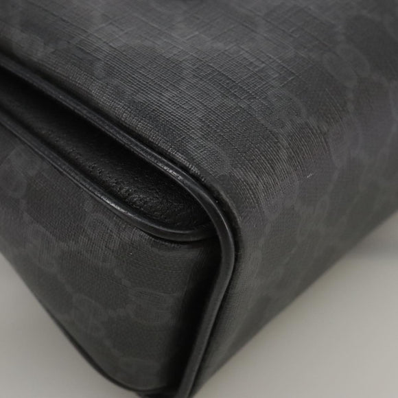 GUCCI GG Supreme Hand Bag PVC Leather Black Gold 116 02 080 Auth 111672