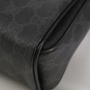 GUCCI GG Supreme Hand Bag PVC Leather Black Gold 116 02 080 Auth 111672-16