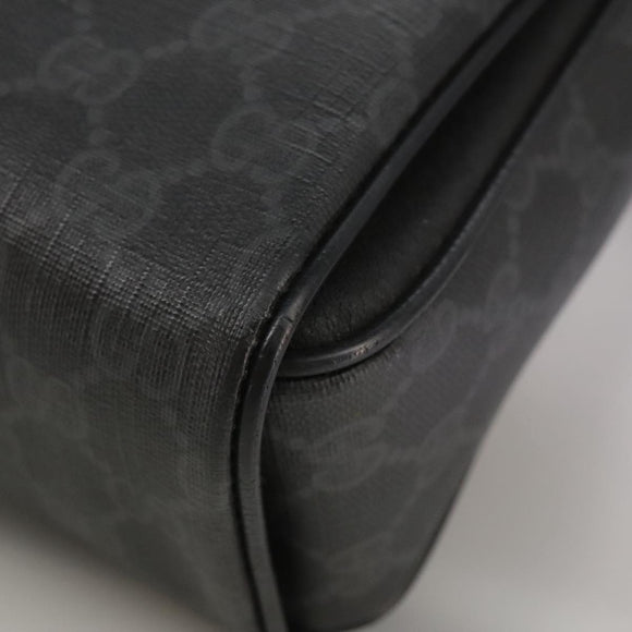 GUCCI GG Supreme Hand Bag PVC Leather Black Gold 116 02 080 Auth 111672
