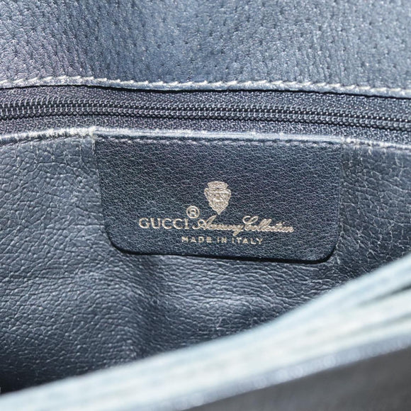 GUCCI GG Supreme Hand Bag PVC Leather Black Gold 116 02 080 Auth 111672