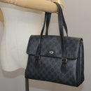 GUCCI GG Supreme Hand Bag PVC Leather Black Gold 116 02 080 Auth 111672-26