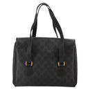 GUCCI GG Supreme Hand Bag PVC Leather Black Gold 116 02 080 Auth 111672-2