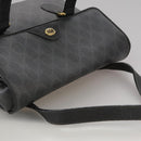 GUCCI GG Supreme Hand Bag PVC Leather Black Gold 116 02 080 Auth 111672-6