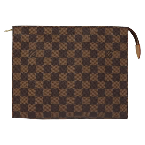 LOUIS VUITTON Damier Ebene Poche Toilette 26 Pouch N47543 LV Auth 111679