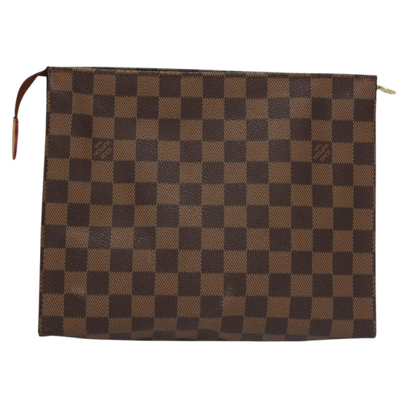 LOUIS VUITTON Damier Ebene Poche Toilette 26 Pouch N47543 LV Auth 111679