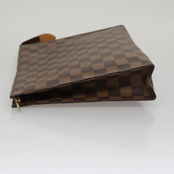 LOUIS VUITTON Damier Ebene Poche Toilette 26 Pouch N47543 LV Auth 111679