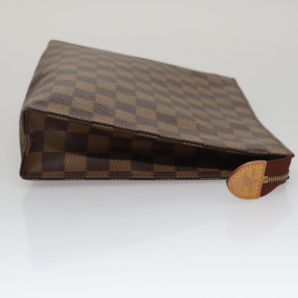 LOUIS VUITTON Damier Ebene Poche Toilette 26 Pouch N47543 LV Auth 111679