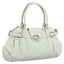Salvatore Ferragamo Gancini Hand Bag Leather White Silver Auth 111747-1