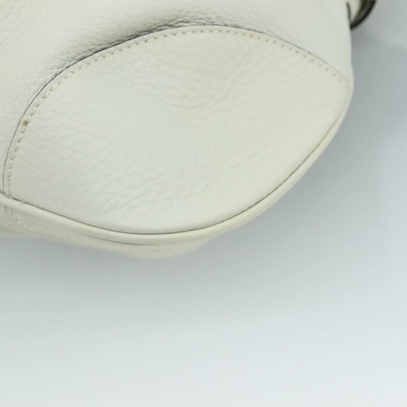 Salvatore Ferragamo Gancini Hand Bag Leather White Silver Auth 111747