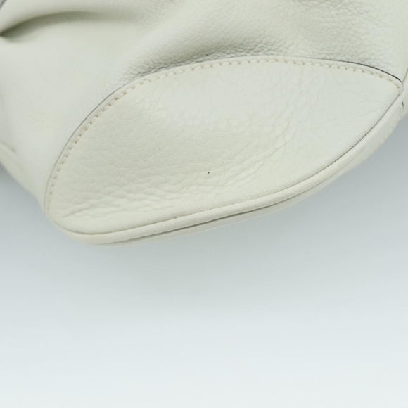 Salvatore Ferragamo Gancini Hand Bag Leather White Silver Auth 111747