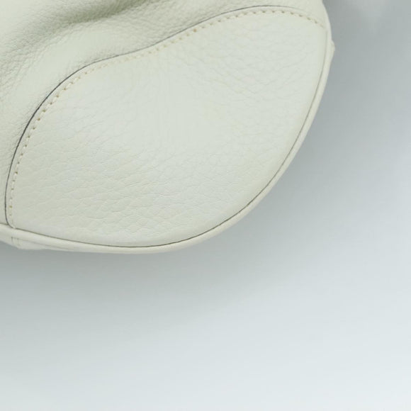 Salvatore Ferragamo Gancini Hand Bag Leather White Silver Auth 111747