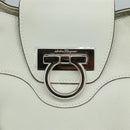 Salvatore Ferragamo Gancini Hand Bag Leather White Silver Auth 111747-14