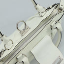 Salvatore Ferragamo Gancini Hand Bag Leather White Silver Auth 111747-15