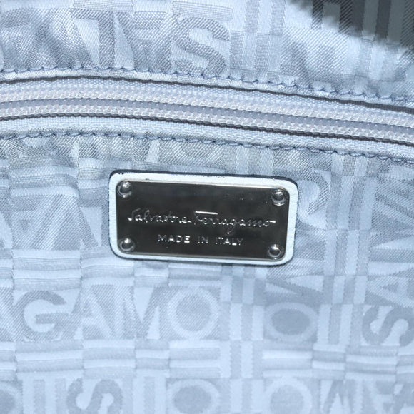 Salvatore Ferragamo Gancini Hand Bag Leather White Silver Auth 111747
