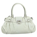 Salvatore Ferragamo Gancini Hand Bag Leather White Silver Auth 111747-2
