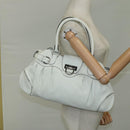 Salvatore Ferragamo Gancini Hand Bag Leather White Silver Auth 111747-23