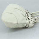 Salvatore Ferragamo Gancini Hand Bag Leather White Silver Auth 111747-4