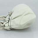 Salvatore Ferragamo Gancini Hand Bag Leather White Silver Auth 111747-5