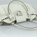 Salvatore Ferragamo Gancini Hand Bag Leather White Silver Auth 111747-6