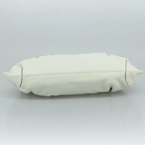 Salvatore Ferragamo Gancini Hand Bag Leather White Silver Auth 111747