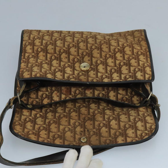 Christian Dior Trotter Canvas Shoulder Bag Brown Auth 111761